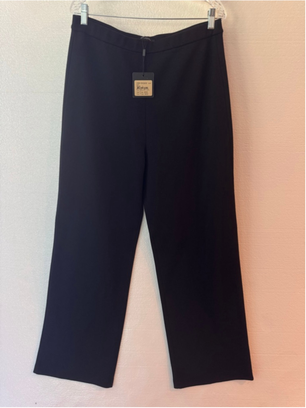 St. John Santana Knit Office Stretch Straight Leg Black Trousers Size L